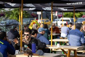 beer garden at 49th State Brewing in downtown Anchorage